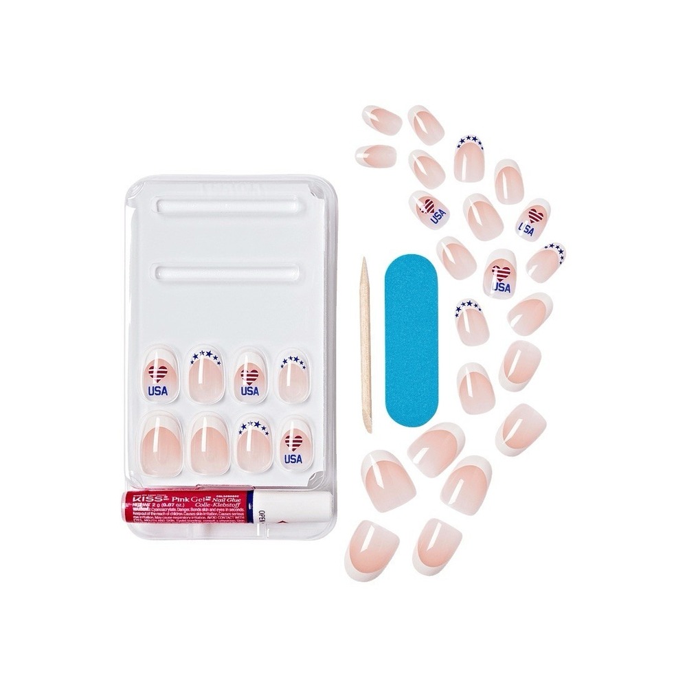 2 x KISS Voguish Fantasy Patriotic Glue-On Summer Nails, Stars 28 Pcs Each - Picture 5 of 8